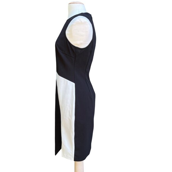 Guess Los Angeles Black White Colorblock Bodycon Sleeveless Asymetric‎ Dress 12 - Picture 2 of 7